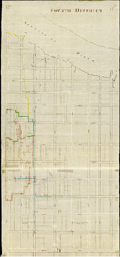 Plan (alternate image), Fourth District [Tracing based on Reading Howell's Fourth District plan, focusing on sewers]