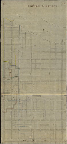 Plan, Fourth District [Tracing based on Reading Howell's Fourth District plan, focusing on sewers]