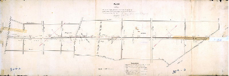 Plan (alternate image), Plan of a proposed eighty feet wide street located in the Borough of Germantown by order of the Town Council July the 17th, 18th, 21st & 22nd 1851. By Joseph King, Jr., Borough Surveyor