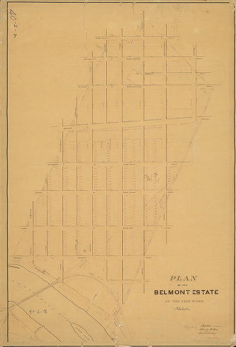 Plan, Plan of the Belmont Estate in the 24th Ward, Philada. Surveyed by Joseph Fox, Charles H. Fox, Saml. L. Smedley. A.D. 1854