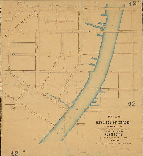 Plan, Plan of the revision of grades in that portion of the Twenty-seventh Ward embraced in the limits of Plan No. 42 on file in the Department of Surveys, Philadelphia, made in accordance with an ordinance of Councils approved January 11th, 1878. Returned March 9th, 1878, William H. Jones, Surveyor & Regulator, 12th Dist.
