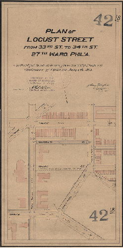Plan, Plan of Locust Street from 33rd St. and 34th St. 27th Ward Phila. [Ordinance July 6, 1898; survey returned Aug. 31, 1898; confirmed Oct. 3, 1898]