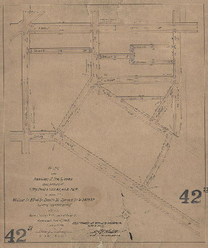 Plan, Plan of the revision of grades upon portions of City Plan Nos. 42, 43 & 269 bounded by Walnut St., 32nd St., South St. Spruce St. & 34th St. Twenty-seventh Ward, Phila. [Ordinance Feb. 15, 1909; confirmed May 3, 1909]
