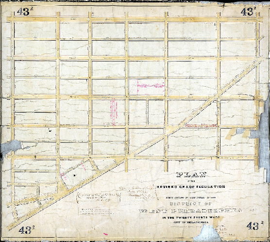 Plan (alternate image), Plan of the revised grade regulation of the First Section of the survey of the District of West Philadelphia in the Twenty-fourth Ward, City of Philadelphia [Resolution Nov. 18, 1861;approved by Board of Surveyors Feb. 17, 1862; confirmed by Act of Assembly April 17, 1862] 