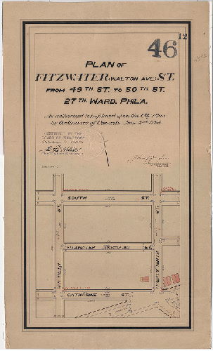 Plan, Plan of Fitzwater (Walton Ave.) St. from 49th St. to 50th St. 27th Ward, Phila. [Ordinance June 2, 1898; survey returned June 1898; confirmed Oct. 3, 1898]