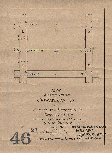 Plan, Plan for placing on the City Plan Chancellor St. from Fiftieth St. to Fifty-first St. Forty-sixth Ward.