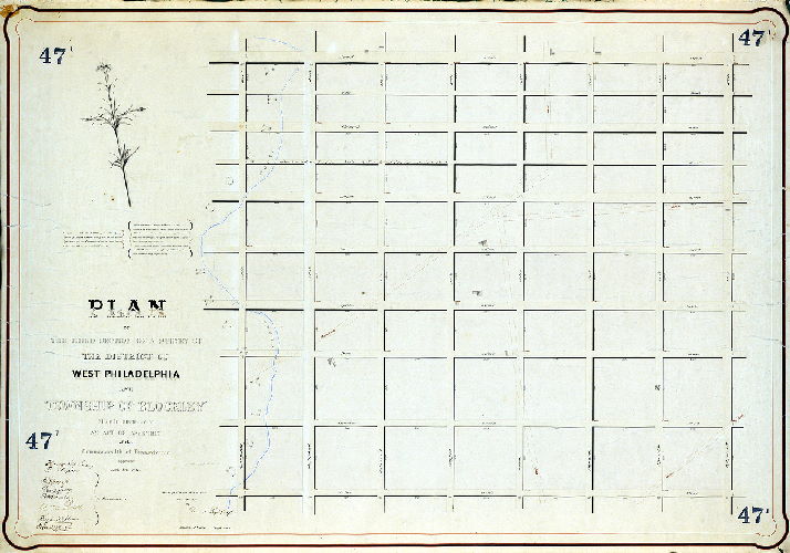 Plan (alternate image), Plan of the Third Section of a survey of the District of West Philadelphia and Township of Blockley, made in pursuance of an Act of Assembly of the Commonwealth of Pennsylvania, approved April 3rd 1851.