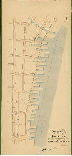 Plan, Plan of Delaware Avenue from Vine St. to Cohocksink Creek in the District of the Northern Liberties. By Joseph H. Siddall, September 27, 1850. Filed October 22nd, 1850 [Marked in pencil, "superseded," probably by plan 054-1_HP]