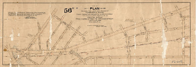 Plan, Part of City Plan No. 56, revising the lines and grades of Torresdale Avenue from Frankford Avenue to Womrath Street and striking from the City Plan Trenton Avenue from Church Street to Orthodox Street, Twenty-third Ward, Philadelphia [Ordinance April 5, 1902; confirmed Jan. 19, 1903]