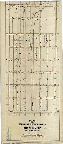 Plan, Plan of the revision of lines and grades on a portion of City Plan No. 63, Fifteenth Ward, Philadelphia. Made necessary by the construction of the Pennsylvania Avenue Subway, authorized by ordinance of Councils approved March 17, 1894