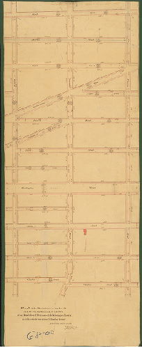 Plan, Plan of the alteration of so much of the plans of the survey and regulation of the Third & Fourth Divisions of the Kensington District as related to the vacation of Columbia Avenue. Returned March 5th 1844. B. Moore. 