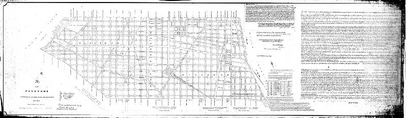 Plan, Plan of Southwark, Moyamensing and Passyunk extending from the Delaware to the Schuylkill River and from South Street to the Canal, exhibiting the grades and watercourses in each district