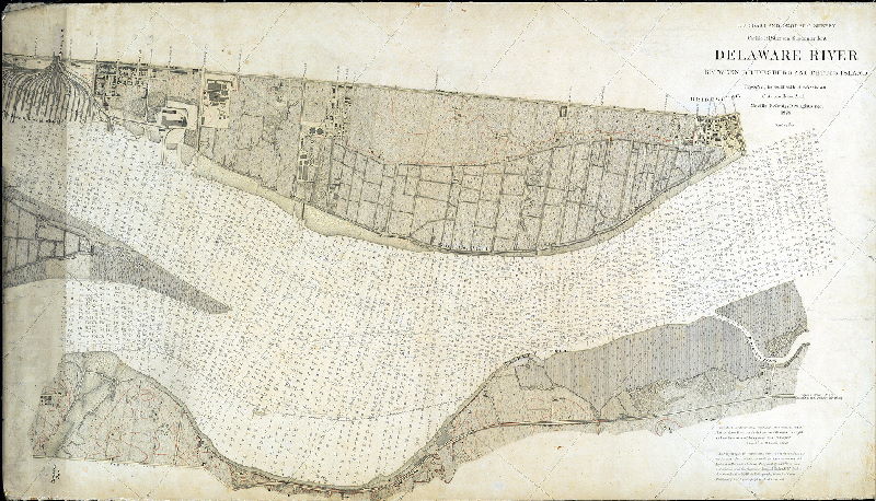 Plan (alternate image), Delaware River between Bridesburg and Petty's Island. Topography by R. M. Bache, Assistant, C. Acton Ives, Aid. Neville B. Craig, Draughtsman, 1878. U.S. Coast and Geodetic Survey, Carlile P. Patterson, Superintendent