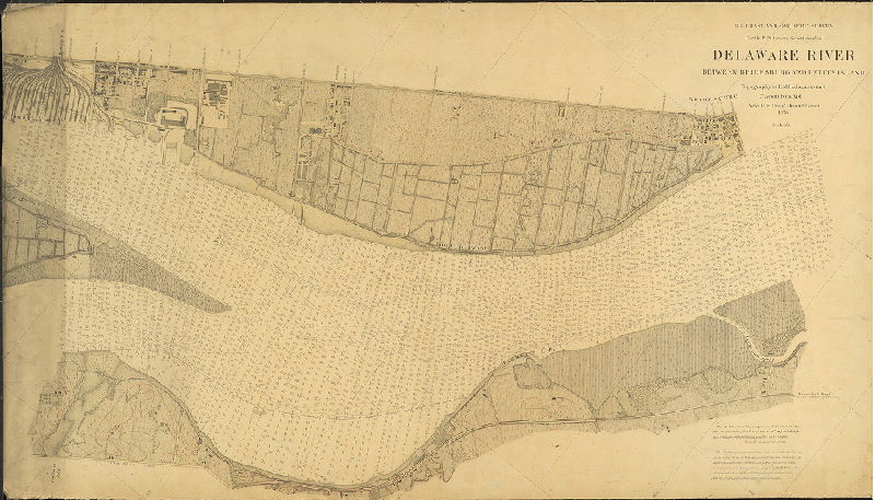 Plan, Delaware River between Bridesburg and Petty's Island. Topography by R. M. Bache, Assistant, C. Acton Ives, Aid. Neville B. Craig, Draughtsman, 1878. U.S. Coast and Geodetic Survey, Carlile P. Patterson, Superintendent