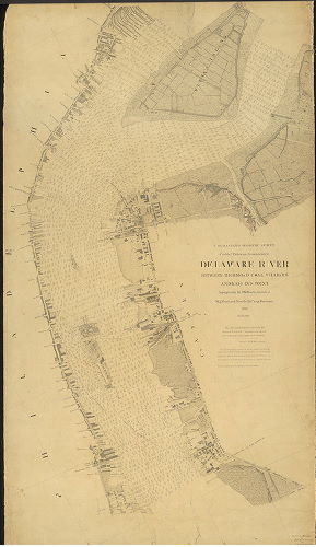 Plan, Delaware River between Richmond Coal Wharves and Kaighn's Point. Topography by R. M. Bache, Assistant. W. A. Pratt and Neville B. Craig, Foremen 1879. U.S. Coast and Geodetic Survey, Carlile P. Patterson, Superintendent