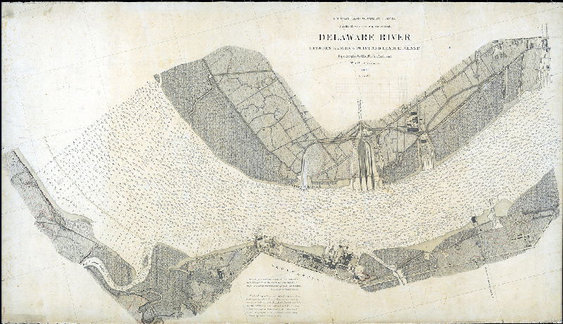 Plan (alternate image), Delaware River between Kaighn's Point and League Island. Topography by R. M. Bache, Assistant, W. A. Pratt, Foreman, 1879. U.S. Coast and Geodetic Survey, Carlile P. Patterson, Superintendent