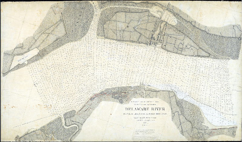 Plan (alternate image), Delaware River between League Island and Red Bank. Topography by R. M. Bache, Assistant, C. McKibbin Craig, Foreman, 1878. U.S. Coast and Geodetic Survey, Carlile P. Patterson, Superintendent