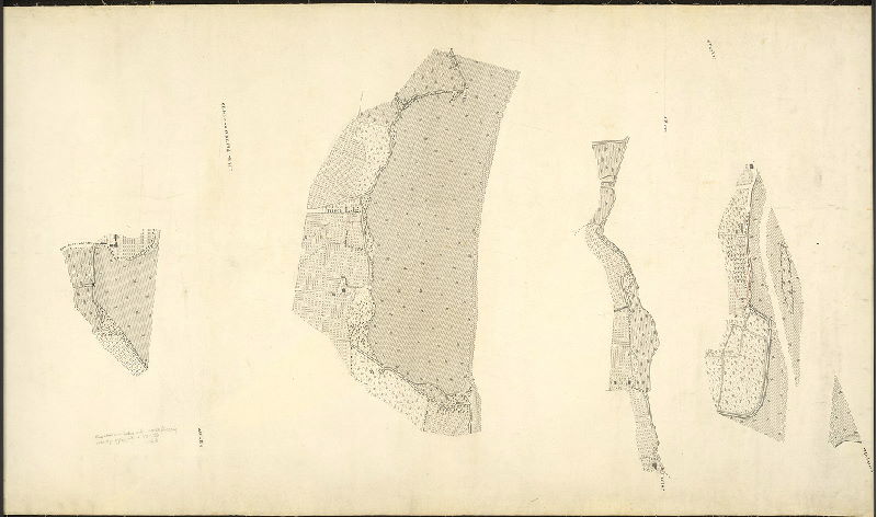 Plan, [No title. Delaware River front, New Jersey and Pennsylvania sides of river, with soundings and detailed delineation of topography, vegetation and structures.073-u, v, w and x are contiguous and cover from Bridesburg to Poquessing Creek; 073-y_HP shows detailed drawings of riverfront locations. These hand-drawn plans were used as the basis of subsequent USCGS lithographs of the city waterfront.]