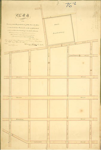 Plan, Plan of the survey and regulation of the ascents, descents, common sewers &c in the neighbourhood of the new State Penitentiary for the Eastern District. Altered from the former regulation pursuant to an Act of the General Assembly of the Commonwealth of Pennsylvania, passed the April 28th A.D. 1829, by P. M. Price. [Approved 1830] 