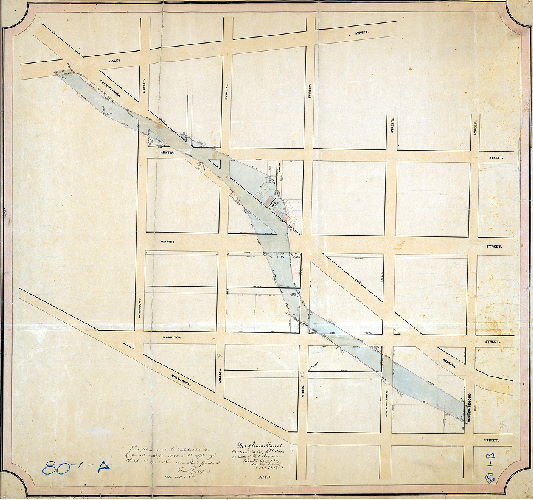 Plan (alternate image), Plan of Union Canal. [Plan] purchased by City of Philadelphia at sale of E. D. Roberts. Samuel S. Smedley, Chief Engineer and Surveyor, October 9, 1889. 