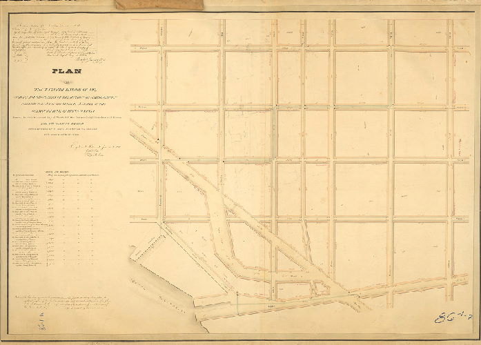 Plan, Plan of the Twelfth Division of the survey and regulation of the District of Spring Garden, agreeably to an Act of the General Assembly of the Commonwealth of Pennsylvania passed the twenty second day of March A.D. One thousand eight hundred and thirteen -- and a supplement thereto passed the second day of March anno Domini One thousand eight hundred and twenty seven. Surveyed and returned June 24th 1834 by Joseph Fox, Philip M. Price, R. M. Sexton draughtsman. [Attachment: detail plan showing railroad at Minor St.]