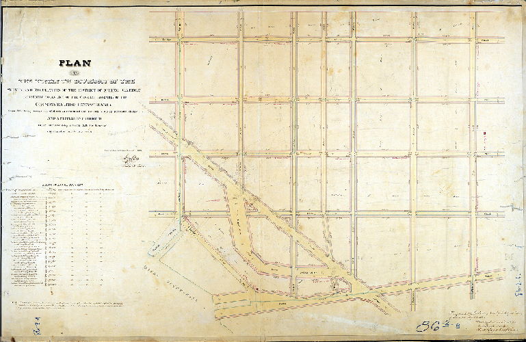 Plan (alternate image), Plan of the Twelfth Division of the survey and regulation of the District of Spring Garden, agreeably to an Act of the General Assembly of the Commonwealth of Pennsylvania passed the twenty second day of March anno Domini One thousand eight hundred and thirteen, and a supplement thereto passed the second day of March A.D. One thousand eight hundred and twenty seven. Surveyed and returned June 24th 1834 by Joseph Fox, Philip M. Price. [Attachment: Quarter Session Court confirmation certificate]