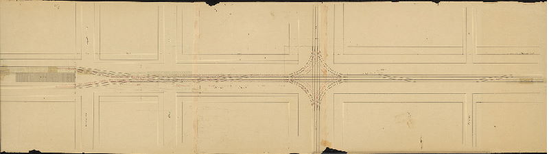 Plan (alternate image), [No title. Railroad on Market Street from Juniper St. to Schuylkill 8th St. Shows arrangement of tracks and intersection of Broad and High (Market) Streets. See 90-s_HP_part 2 for adjoining plan.]
