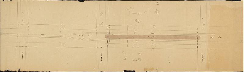 Plan, [No title. Railroad on Market Street from Schuylkill 5th to Schuylkill 7th Sts. (16th to 19th Sts.) See 90-s_HP_part 1 for adjoining plan.]