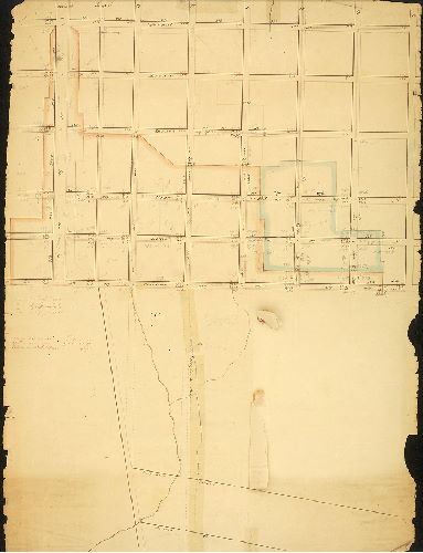 Plan, Proposed alteration of grades bet. Del'r. 8th & Broad. 1816