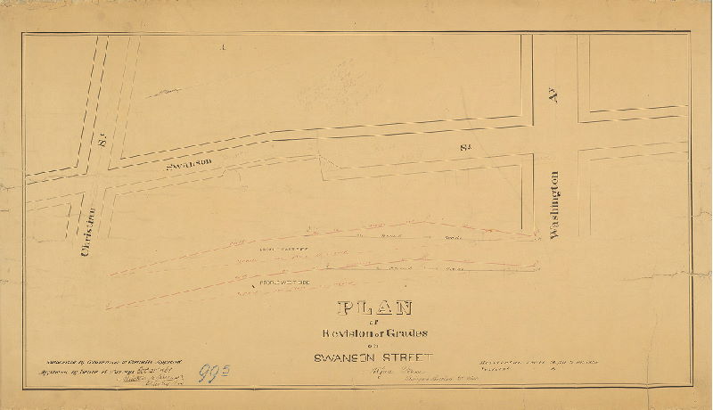 Plan, Plan of the revision of grades on Swanson Street. 