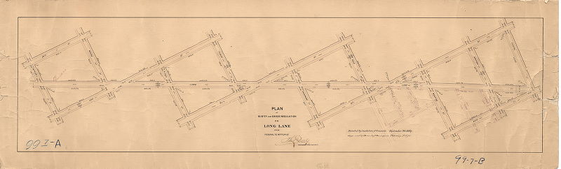 Plan, Plan of survey and grade regulation on Long Lane from Federal to Mifflin St.