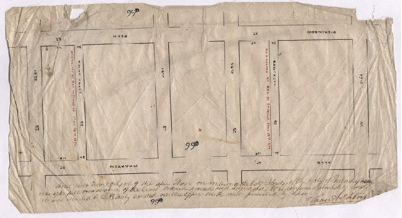 Plan, [No title. Placing Mount Holly St. and Bancroft St. on the City Plan. Confirmed by Court Nov. 29, 1869]