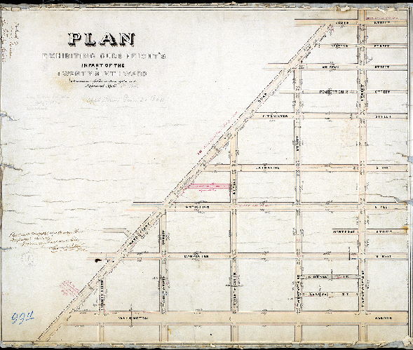 Plan (alternate image), Plan exhibiting curb heights in part of the Twenty-sixth Ward in pursuance of a resolution of Councils approved April 18, 1864. [Approved by Board of Surveyors June 20, 1864; confirmed by Court May 15, 1871]