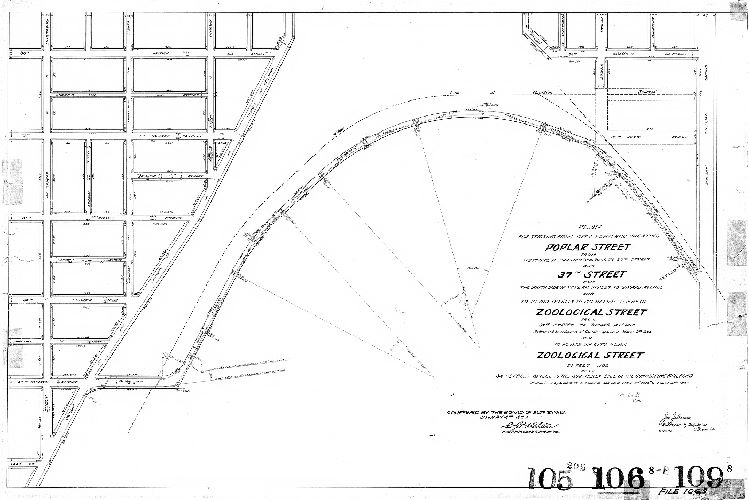 Plan, Plan for striking from the City Plan and vacation Poplar Street from west side of Junction Railroad to 37th Street and 37th Street from south side of Poplar Street to Girard Avenue and to place on City Plan in lieu thereof Zoological Street from 37th Street to Girard Avenue, authorized by ordinance of Councils approved March 9th, 1903, and to place on City Plan Zoological Street 30 feet wide from 34th Street Bridge to the southerly side of the Connecting Railroad [Ordinances April 2, 1898 and March 31, 1903; confirmed January 4, 1904] 