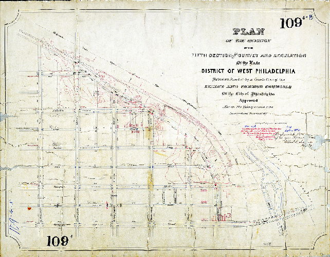 Plan (alternate image), Plan of the revision of the Fifth Section of the survey and regulation of the late District of West Philadelphia. Revision directed by a resolution of the Select and Common Councils of the City of Philadelphia approved March the twenty-second 1880 [Confirmed Sept. 6, 1880] 