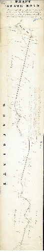 Plan (alternate image), Draft of the State Road commencing in Belmont Avenue in the 24th Ward in the City of Philadelphia and terminating in the Spring-Mill Road at its intersection with the Conshohocken Road in Lower Merion Township. [Attached report, filed 1855, lists G. M. Eakin and E. W. Beans as "commissioners and surveyors".]