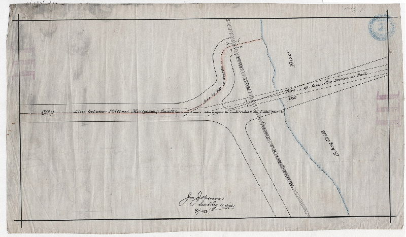 Plan, [No title. City Avenue crossing the Philadelphia and Reading Railroad, west bank of Schuylkill River]