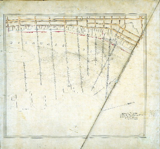 Plan (alternate image), Wharf line from Chestnut St. to Maiden St. [Title in pencil. This plan is contiguous with 115-x_HP.]