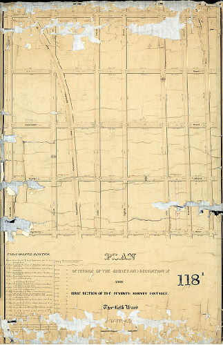 Plan (alternate image), Plan of the revision of the survey and regulation of the First Section of the Seventh Survey District, Twentieth Ward, Philadelphia. 