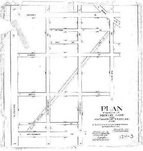 Plan, Plan of vacation of Mifflin Lane from Montgomery St. to Ridge Ave., 32[nd] Ward [Ordinance Dec. 21, 1892; confirmed April 29, 1893]