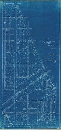 Plan, Map of the revision of lines and grades with topography upon Plan 127. [Ordinance March 31, 1884; confirmed April 1, 1889; copy made 1912] 