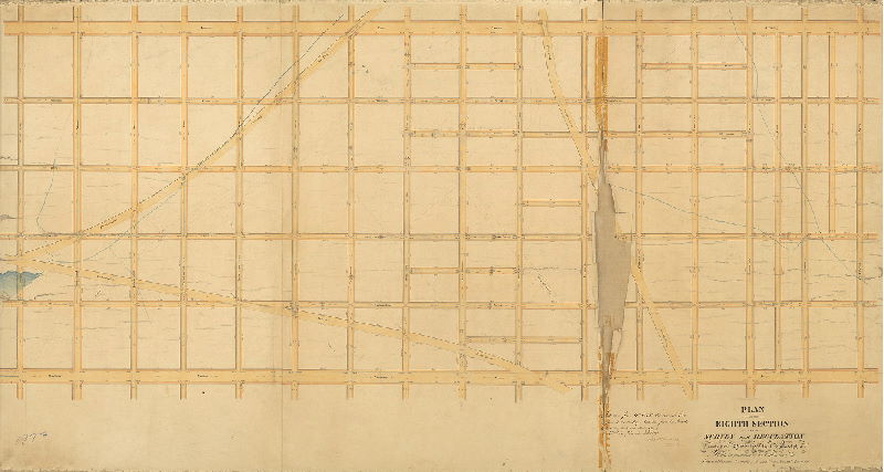 Plan (alternate image), Plan of the Eighth Section of the survey and regulation of the Twenty-first Ward of the City of Philadelphia. [Ordinance Aug. 15, 1855; confirmed by Court June 11, 1860]