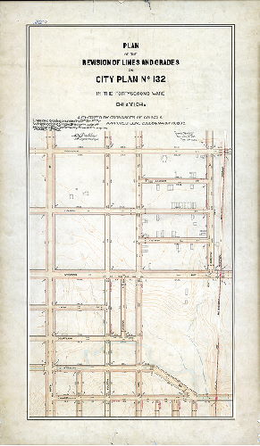 Plan (alternate image), Plan of the revision of lines and grades on City Plan No. 132 in the Forty-second Ward, Philadelphia. [Ordinances June 23, 1884 and March 15, 1892; survey returned Jan. 20, 1902; confirmed March 3, 1902] 