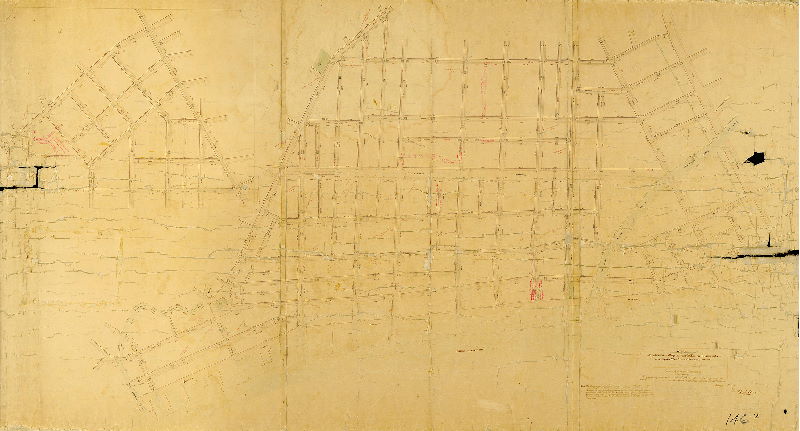 Plan (alternate image), Plan of the survey and regulation of the Eastern Section of the Kensington District of the Northern Liberties, approved by the Board of Commissioners March 26th, 1849. Arranged and revised by Benjn. Moore.