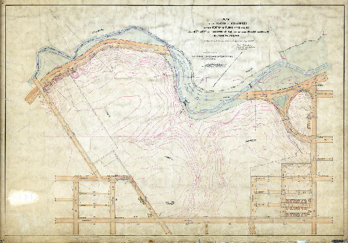 Plan, Plan of the revision of lines and grades of that portion of Plans Nos. 151 and 152 lying northwest of Kingsessing Ave and between 60th St. and 65th St. 40th Ward Philadelphia. [Ordinance July 7, 1914; confirmed July 19, 1915]