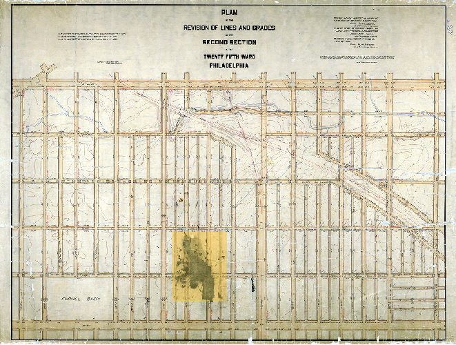 Plan, Plan of the revision of lines and grades of the Second Section in the Twenty-fifth Ward Philadelphia [Ordinances 1870, 1880 and 1885; confirmed 1884, 1885 and 1886]
