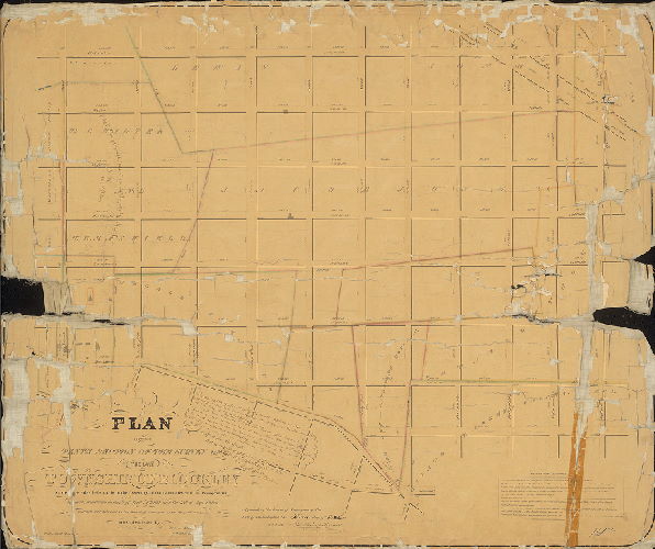 Plan, Plan of the Tenth Section of the survey of the late Township of Blockley, made agreeably to two Acts of Assembly of the Commonwealth of Pennsylvania approved respectively on the 3rd of April, A.D. 1851 and the 13th of May A.D. 1856 [Survey returned Dec. 20, 1858; approved by Board of Surveyors Oct. 3, 1859; confirmed by Court Dec. 8, 1859] 