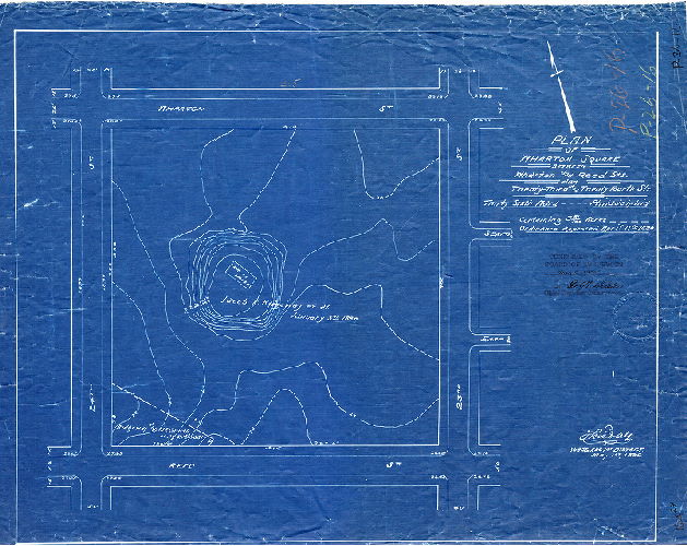 Plan, Plan of Wharton Square between Wharton and Reed Sts. and Twenty-third and Twenty-fourth Sts. Thirty-sixth Ward Philadelphia. Containing 3-81/100 acres. [ Ordinance April 11, 1890; survey returned May 1, 1895.] 