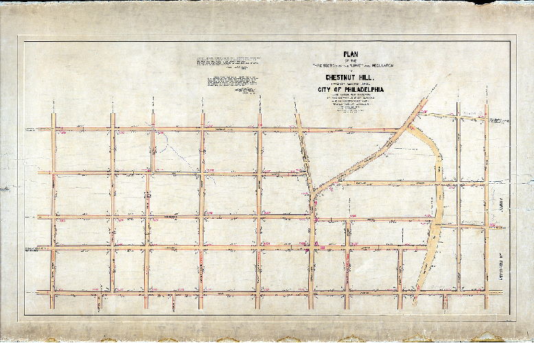 Plan (alternate image), Plan of the Third Section of the survey and regulation of Chestnut Hill, Twenty-second Ward, Philadelphia. [Copy of original plan made ca. 1900.]