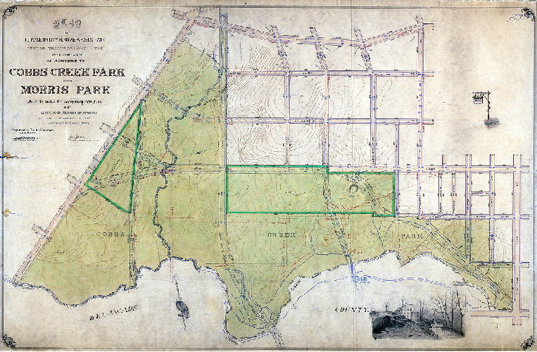 Plan, Plan 167 to place on City Plan as a public park certain tracts of land in the Thirty-fourth Ward as additions to Cobb's Creek Park and Morris Park and to make the necessary revision of lines and grades of streets. [Ordinance Dec. 2, 1911; confirmed June 1, 1914]